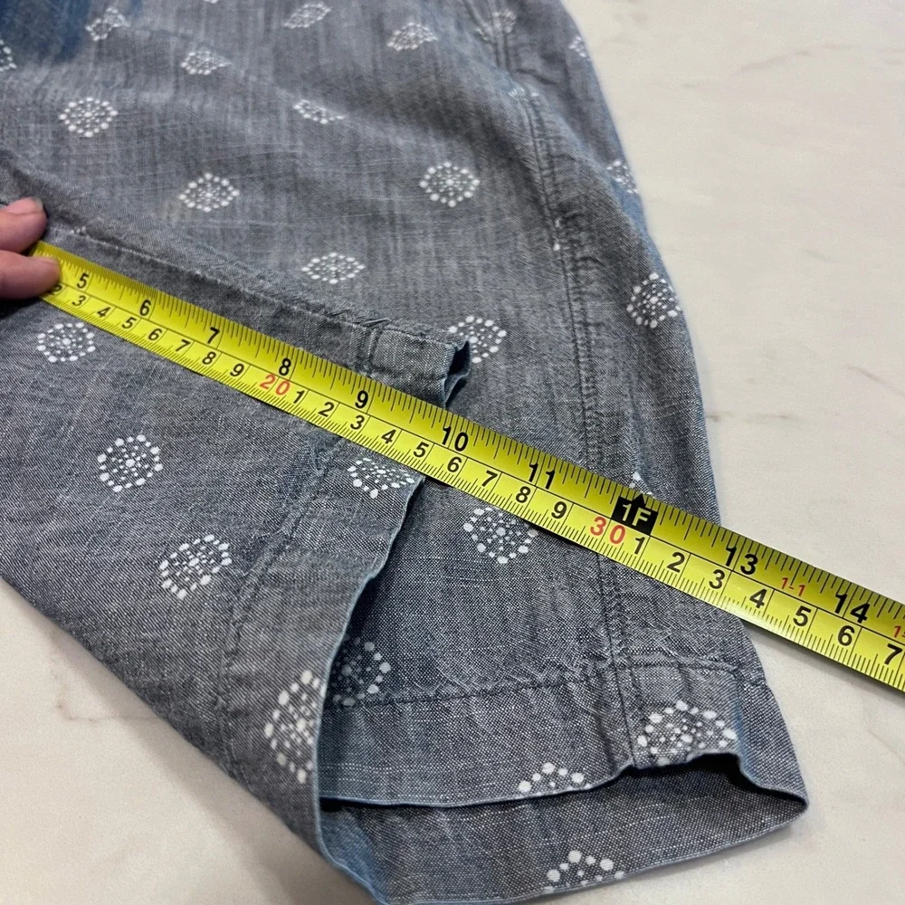 Banana Republic‎ Mens Blue Medallion Print Cotton Chambray Shorts Size 32